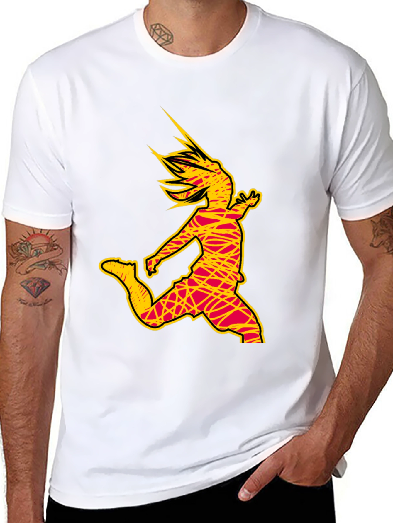 Abstract Soccer Kick Graphic Tee - Black