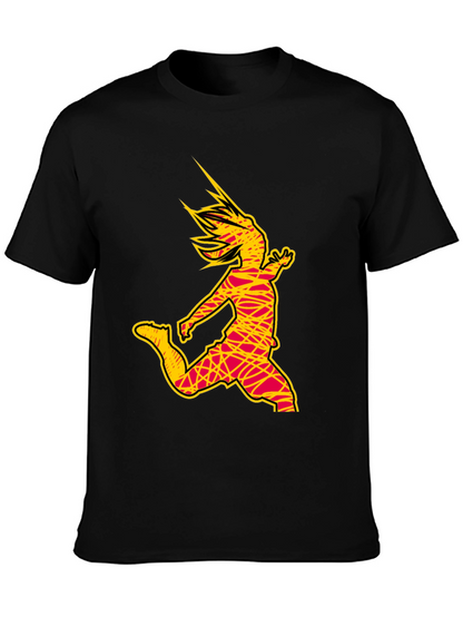 Abstract Soccer Kick Graphic Tee - Black
