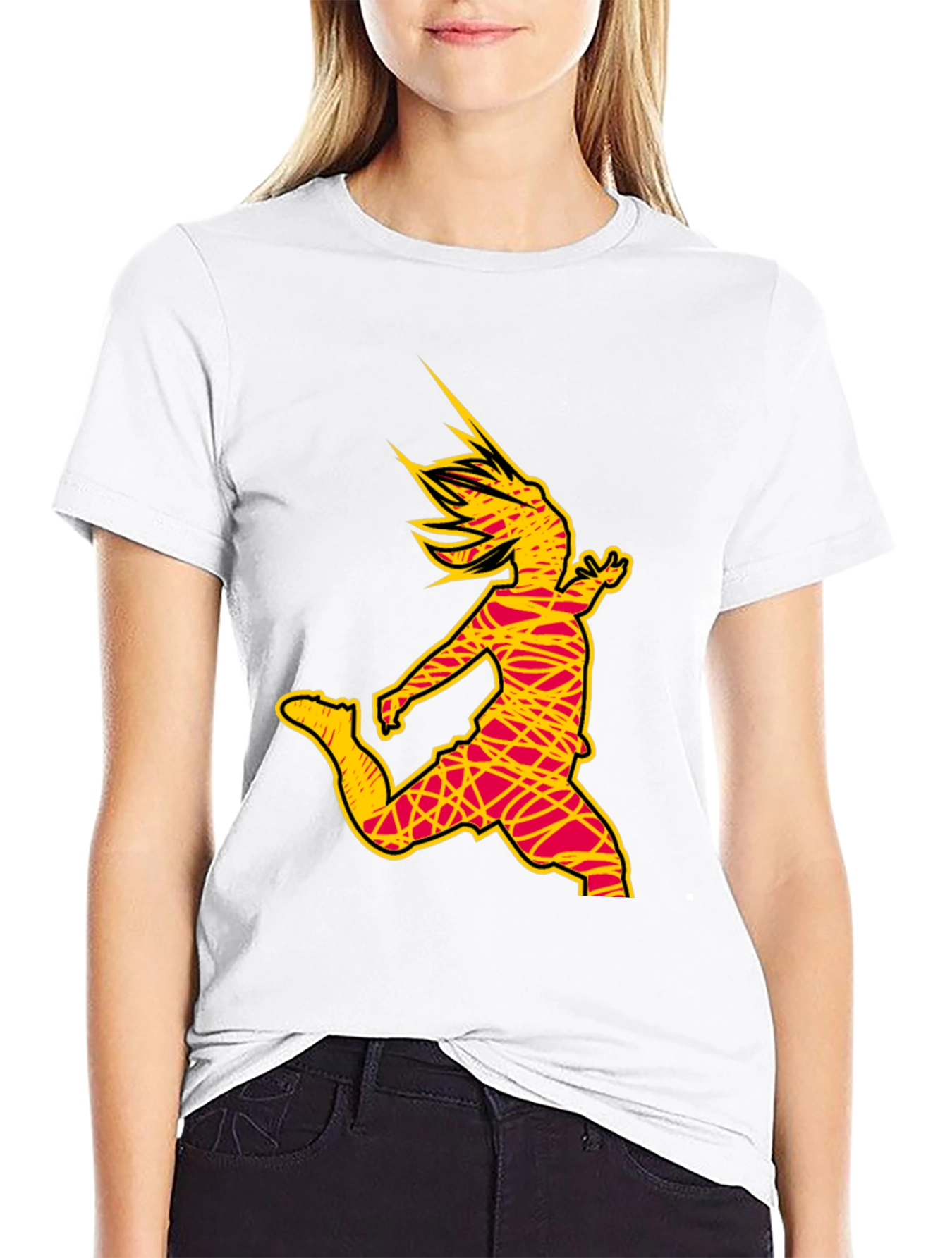 Abstract Soccer Kick Graphic Tee - Black