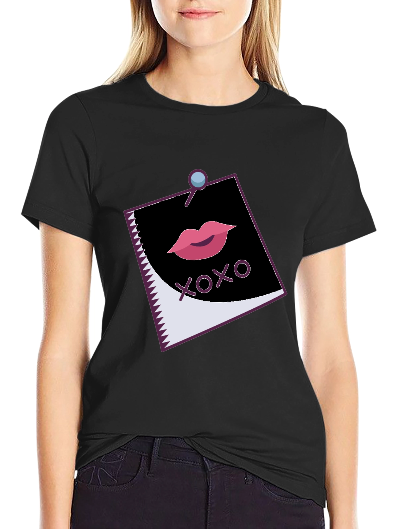XOXO Lips Graphic Black Tee