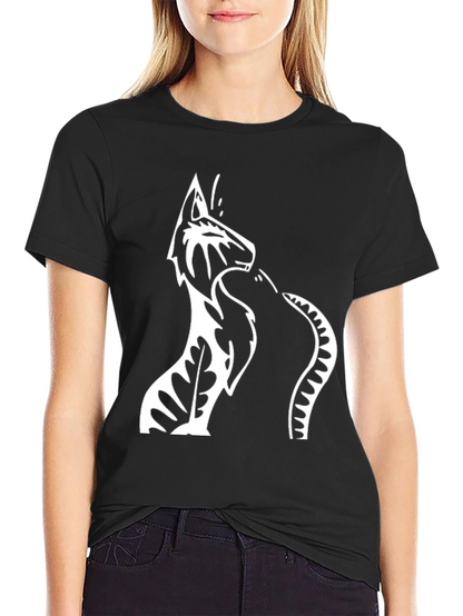 Black T-Shirt with Wolf & Snake Graphic