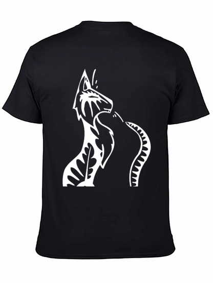 Black T-Shirt with Wolf & Snake Graphic