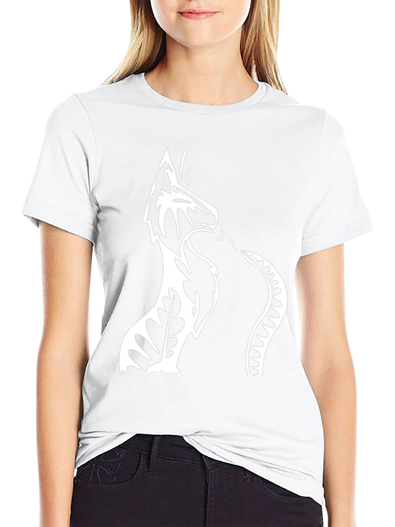 Black T-Shirt with Wolf & Snake Graphic