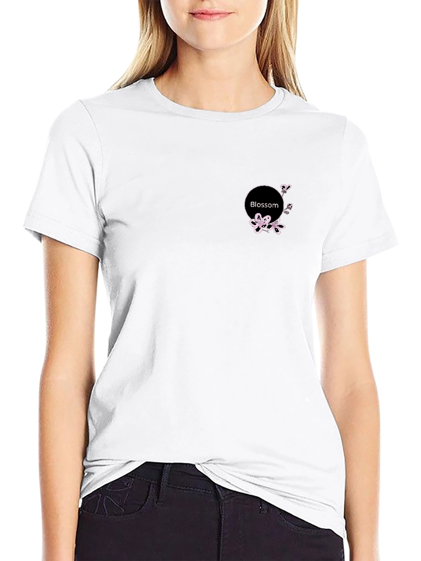 Black Blossom Circle Tee - Stylish Casual Comfort