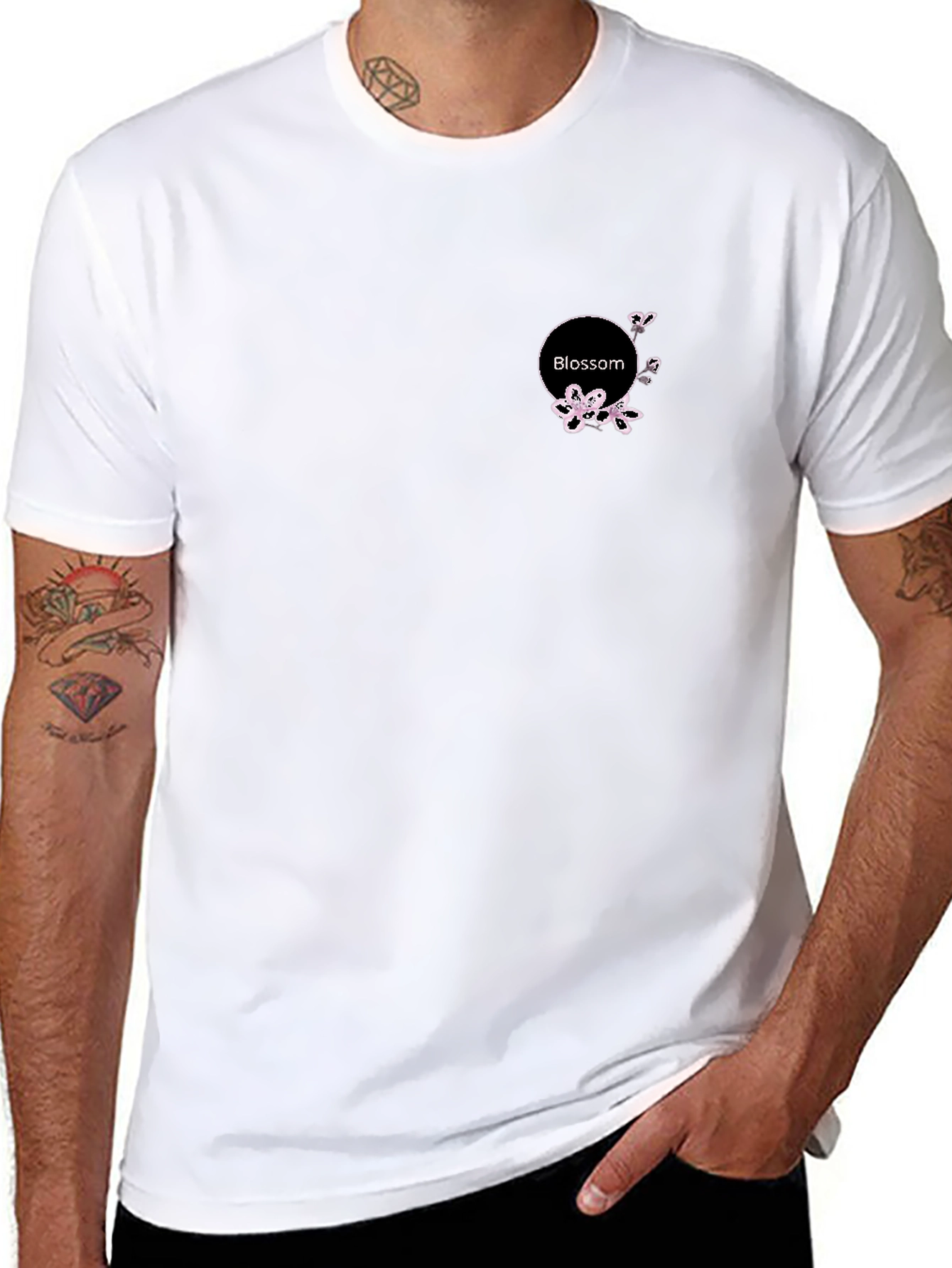 Black Blossom Circle Tee - Stylish Casual Comfort