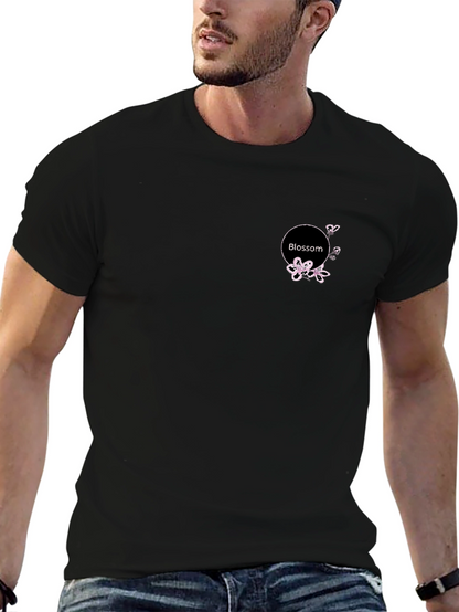 Black Blossom Circle Tee - Stylish Casual Comfort