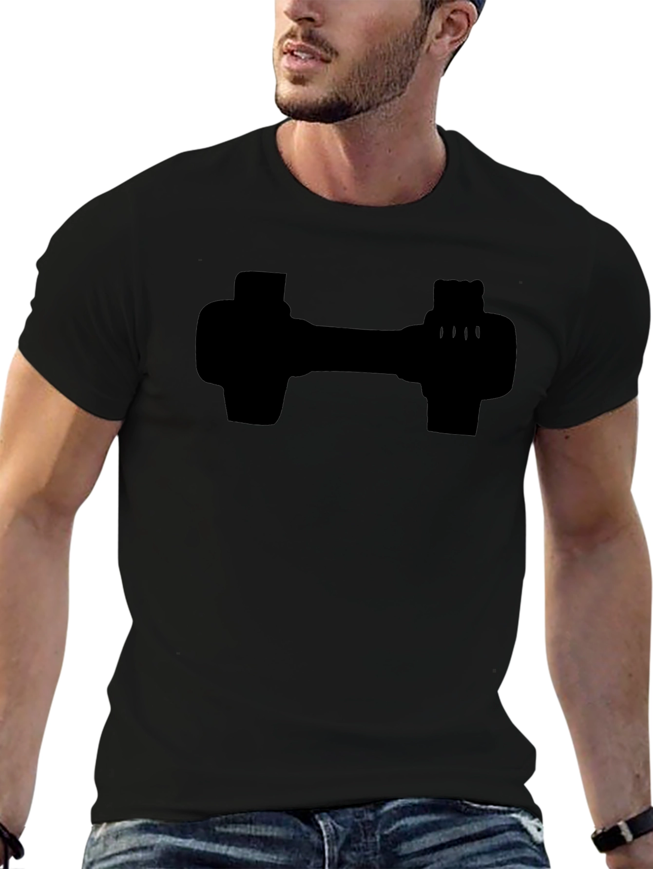 Black Dumbbell Graphic Tee - Workout Motivation