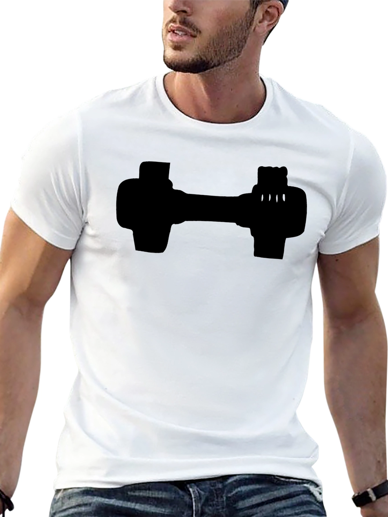 Black Dumbbell Graphic Tee - Workout Motivation