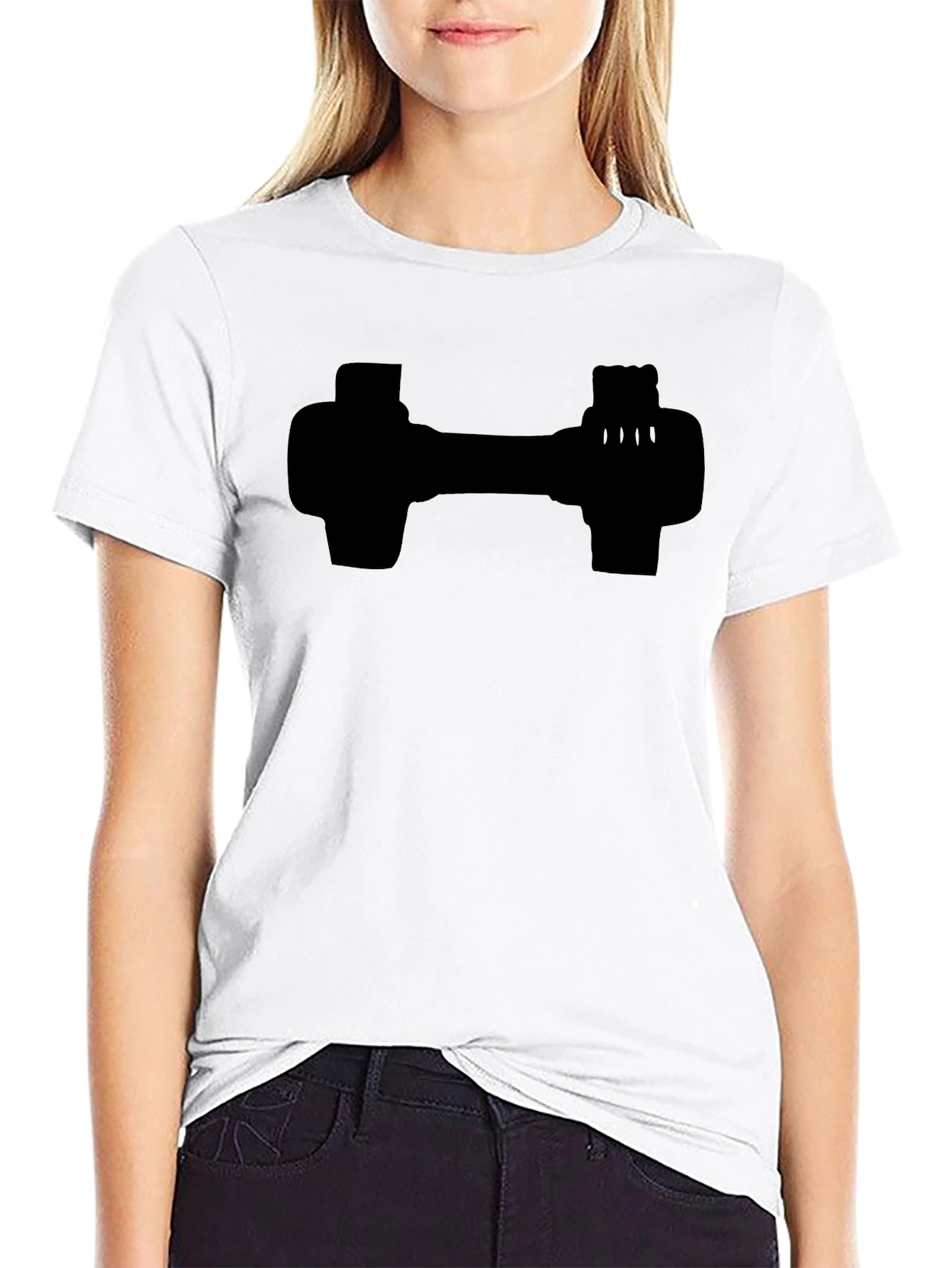 Black Dumbbell Graphic Tee - Workout Motivation