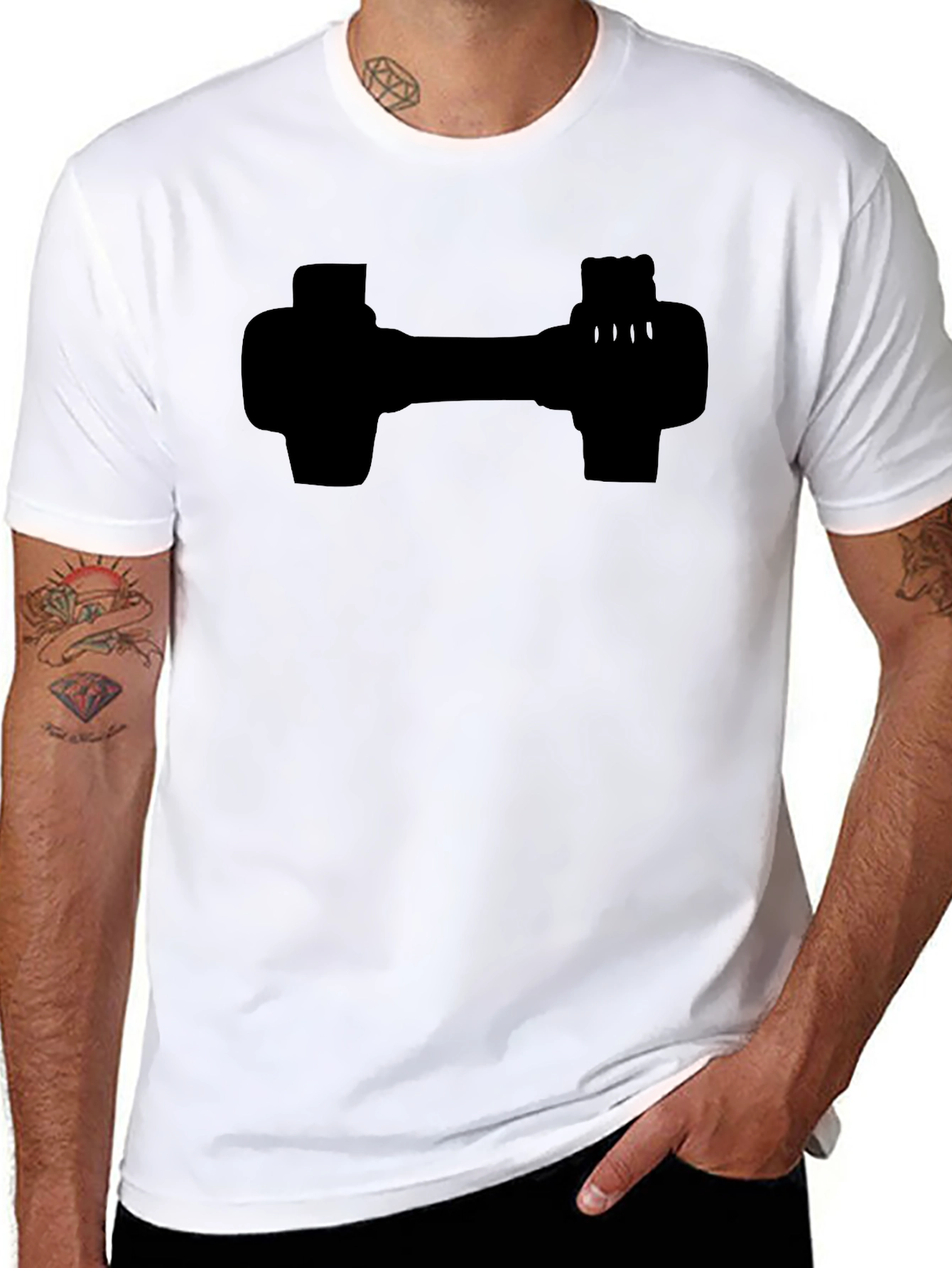 Black Dumbbell Graphic Tee - Workout Motivation