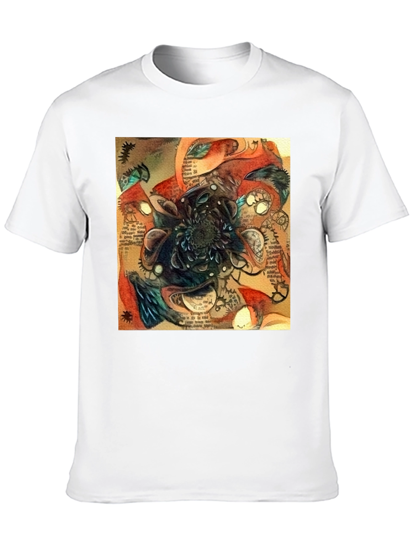 Abstract Time Blossom Black T-Shirt