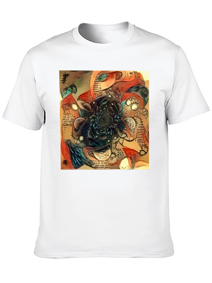 Abstract Time Blossom Black T-Shirt