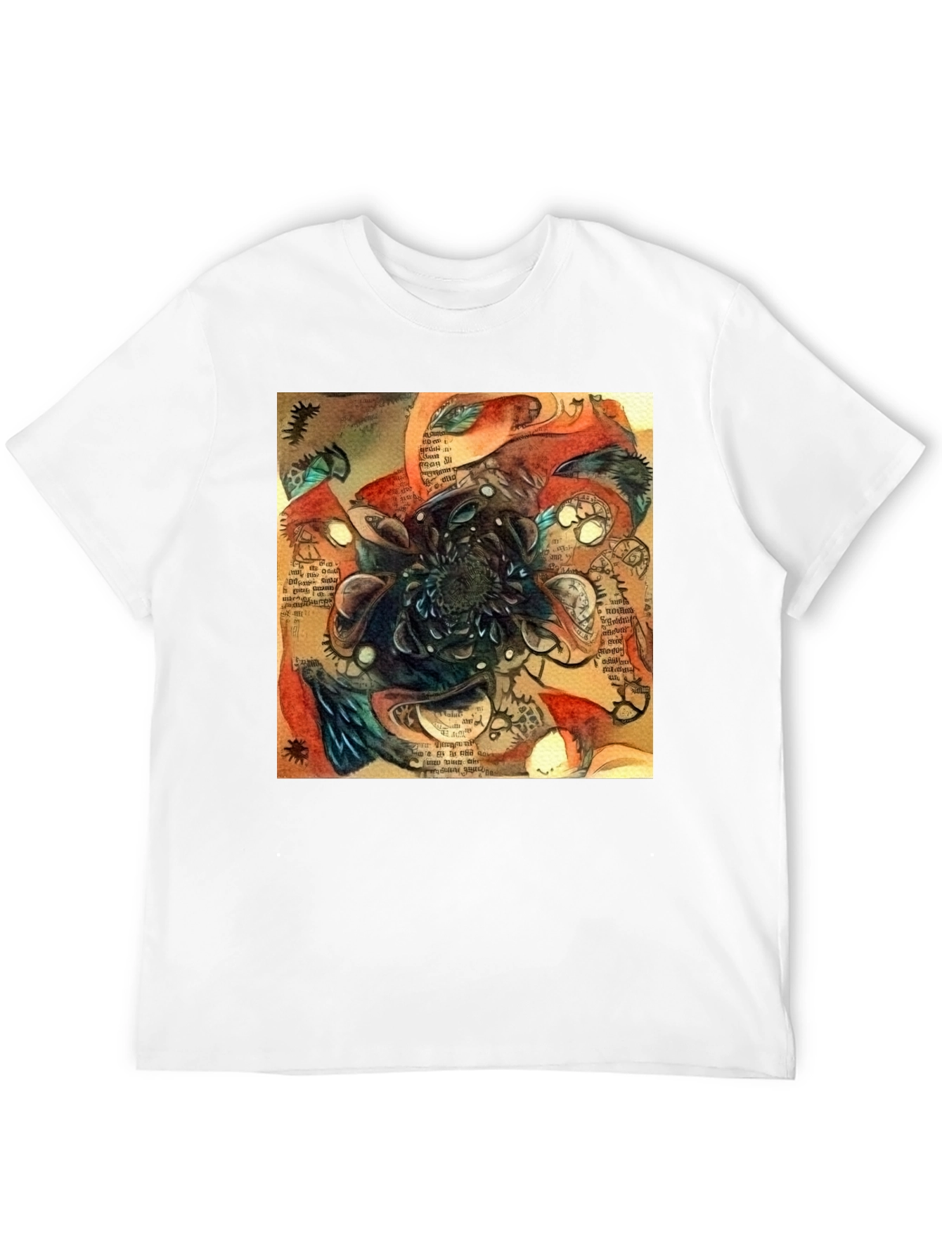 Abstract Time Blossom Black T-Shirt