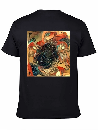 Abstract Time Blossom Black T-Shirt