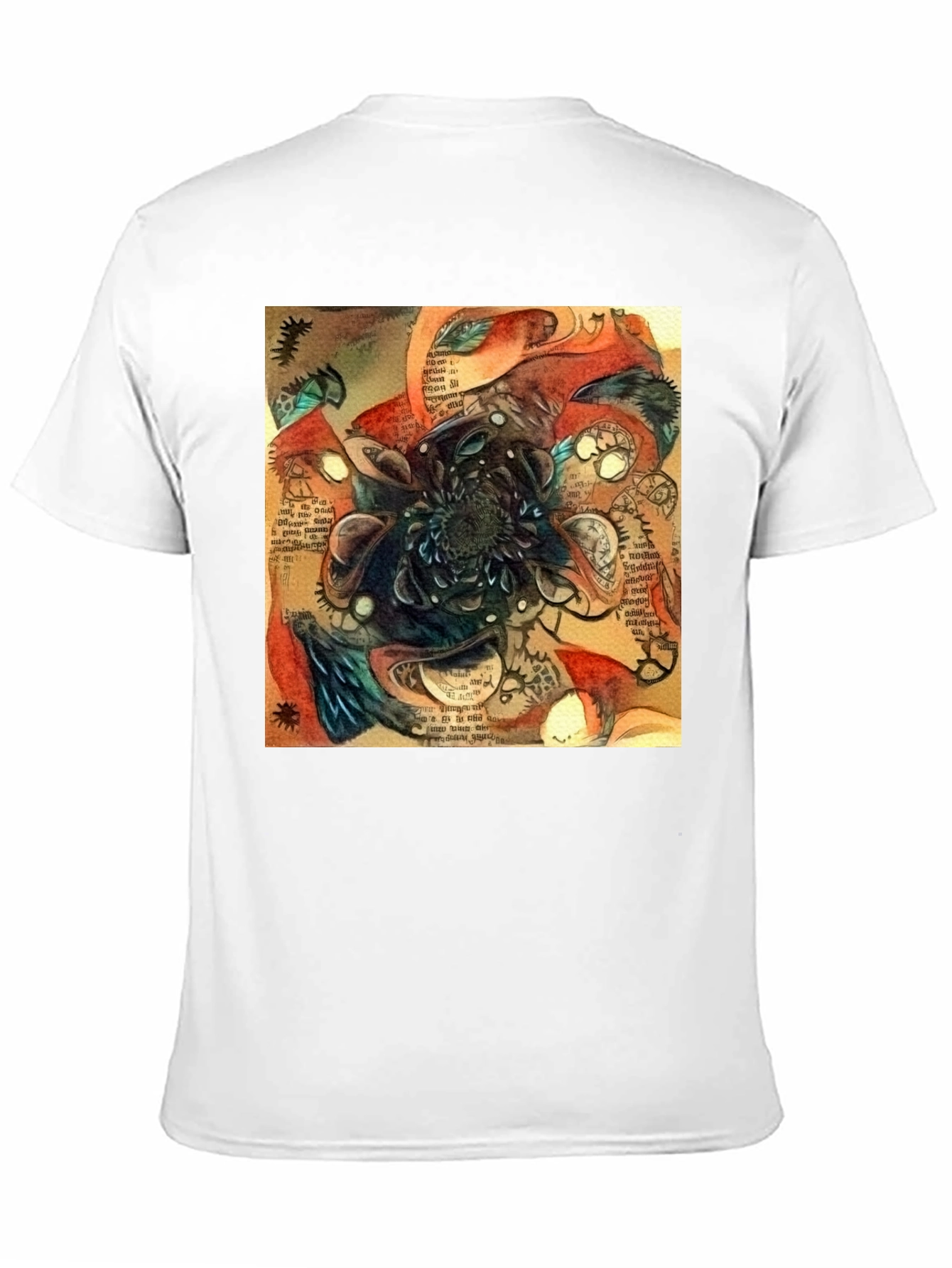 Abstract Time Blossom Black T-Shirt