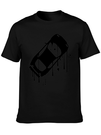 Black Car Drip Graphic Tee - Mens Casual Style