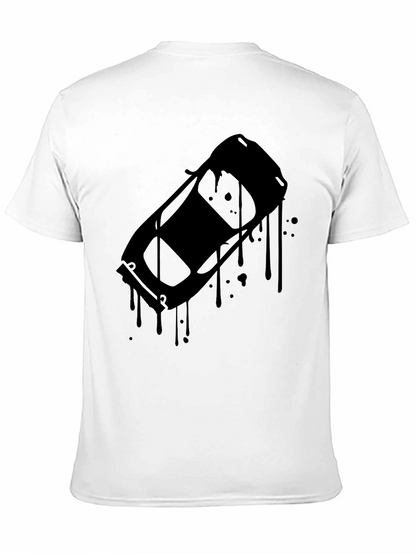 Black Car Drip Graphic Tee - Mens Casual Style