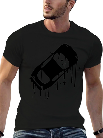 Black Car Drip Graphic Tee - Mens Casual Style