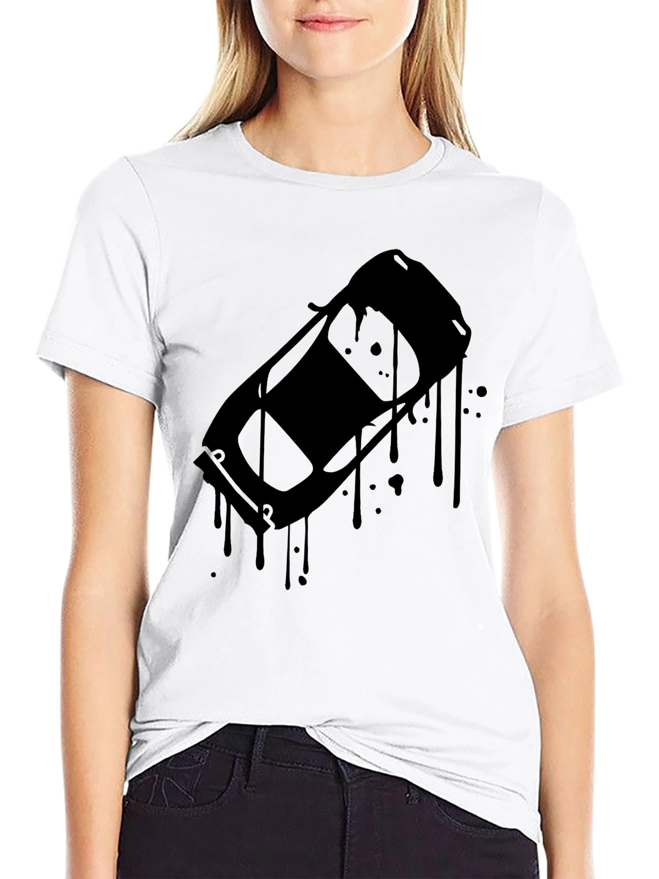 Black Car Drip Graphic Tee - Mens Casual Style