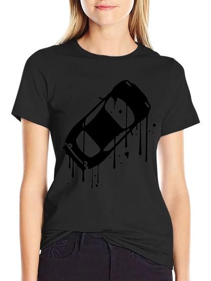 Black Car Drip Graphic Tee - Mens Casual Style
