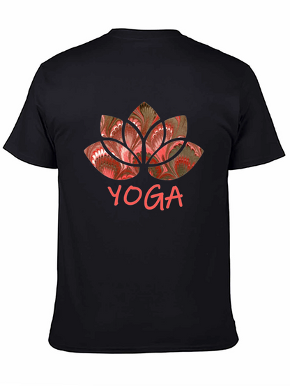 Yoga Lotus Graphic Tee - Black Cotton Shirt