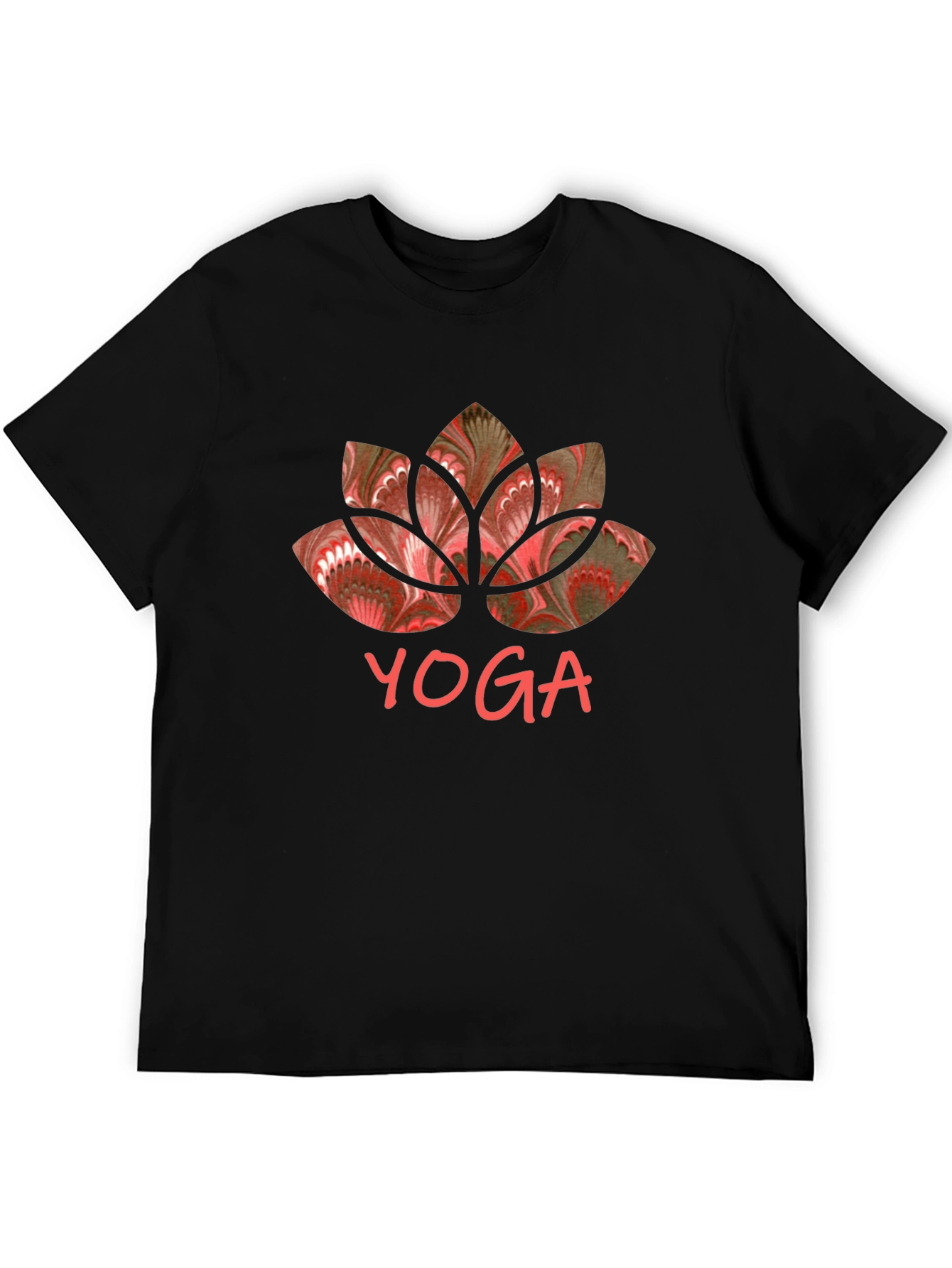Yoga Lotus Graphic Tee - Black Cotton Shirt