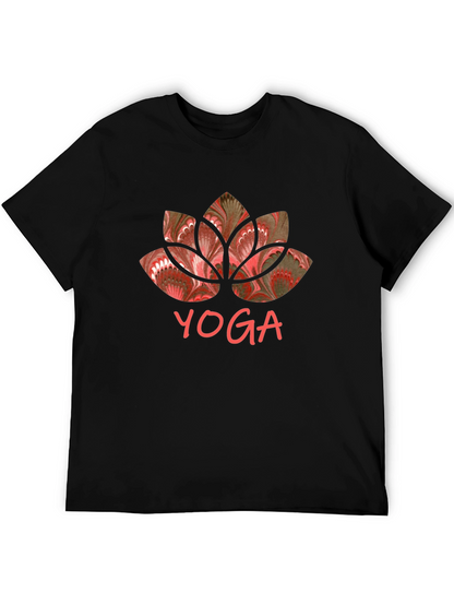 Yoga Lotus Graphic Tee - Black Cotton Shirt