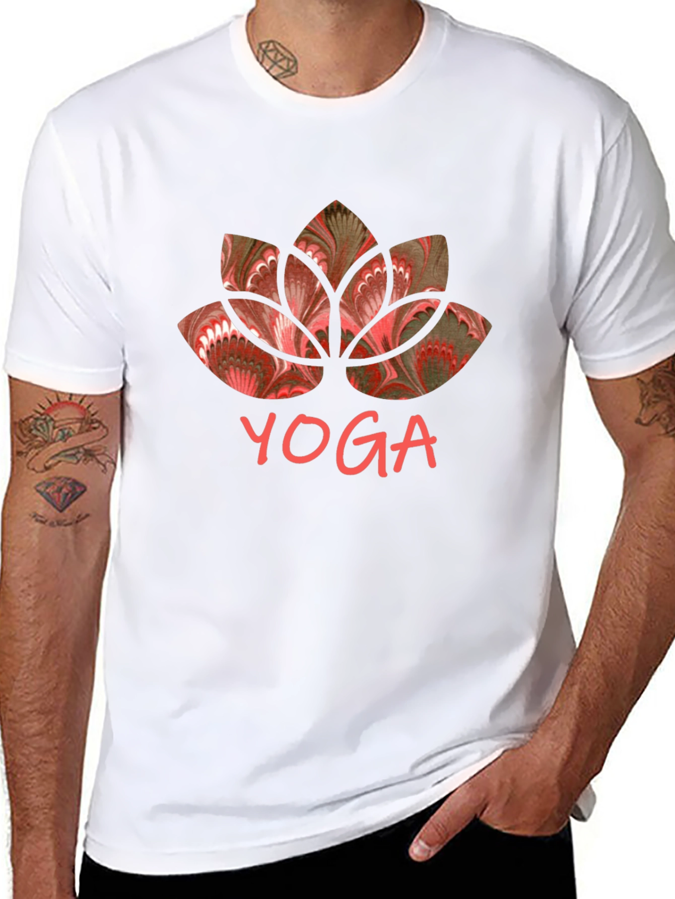 Yoga Lotus Graphic Tee - Black Cotton Shirt