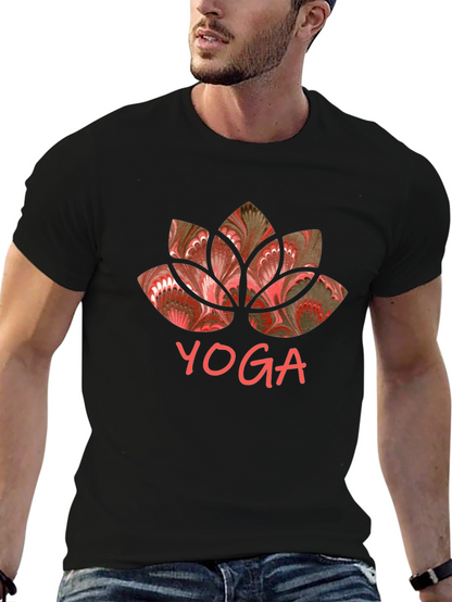 Yoga Lotus Graphic Tee - Black Cotton Shirt