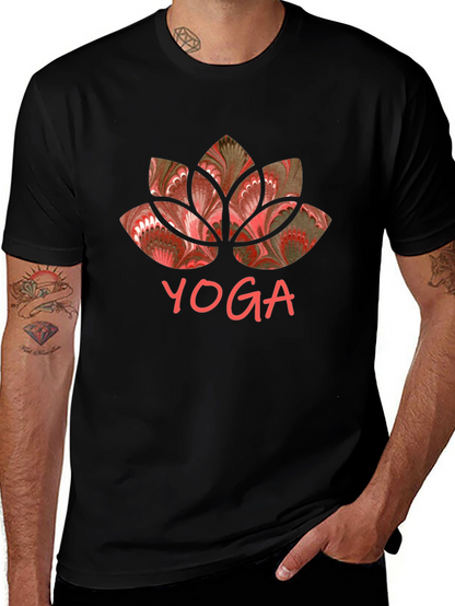 Yoga Lotus Graphic Tee - Black Cotton Shirt