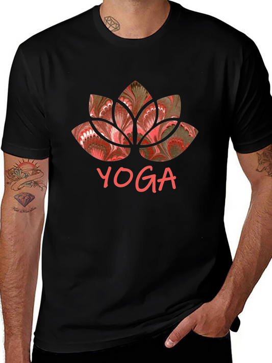 Yoga Lotus Graphic Tee - Black Cotton Shirt