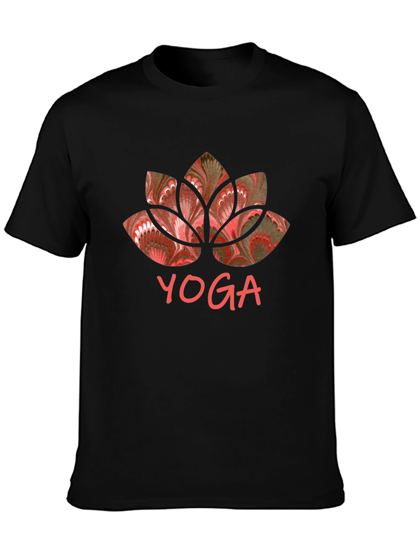 Yoga Lotus Graphic Tee - Black Cotton Shirt