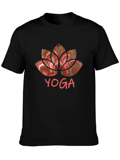 Yoga Lotus Graphic Tee - Black Cotton Shirt