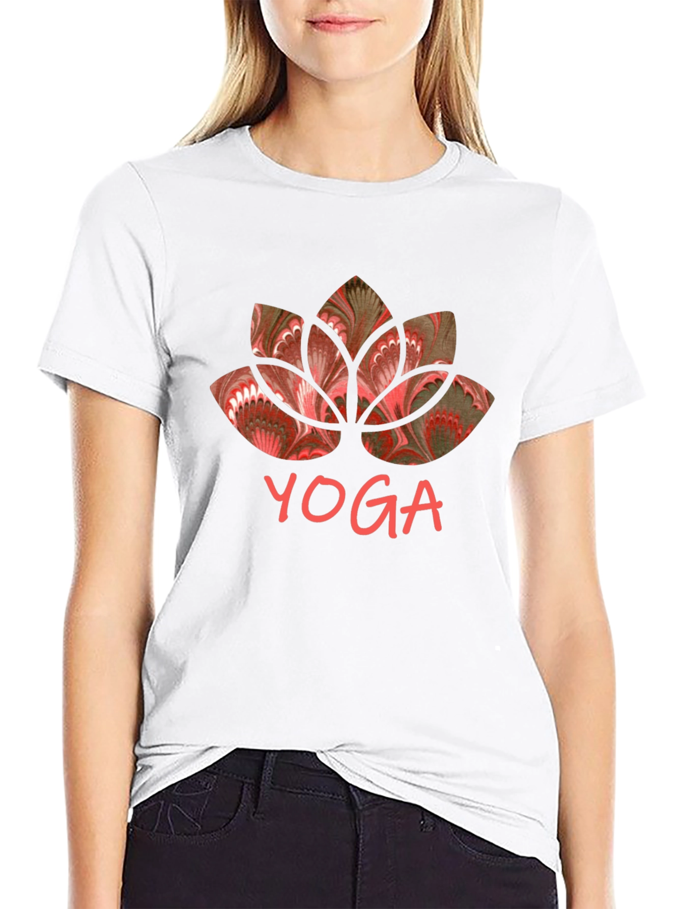 Yoga Lotus Graphic Tee - Black Cotton Shirt