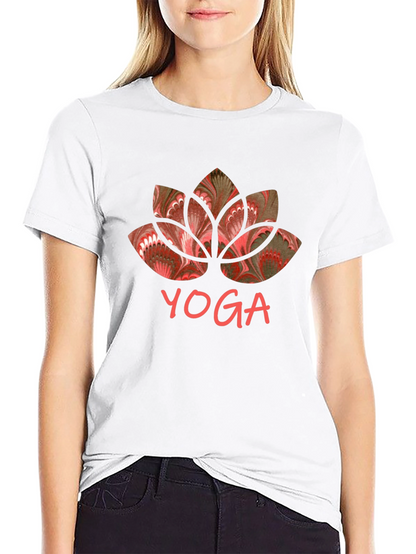 Yoga Lotus Graphic Tee - Black Cotton Shirt