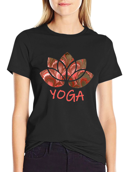 Yoga Lotus Graphic Tee - Black Cotton Shirt