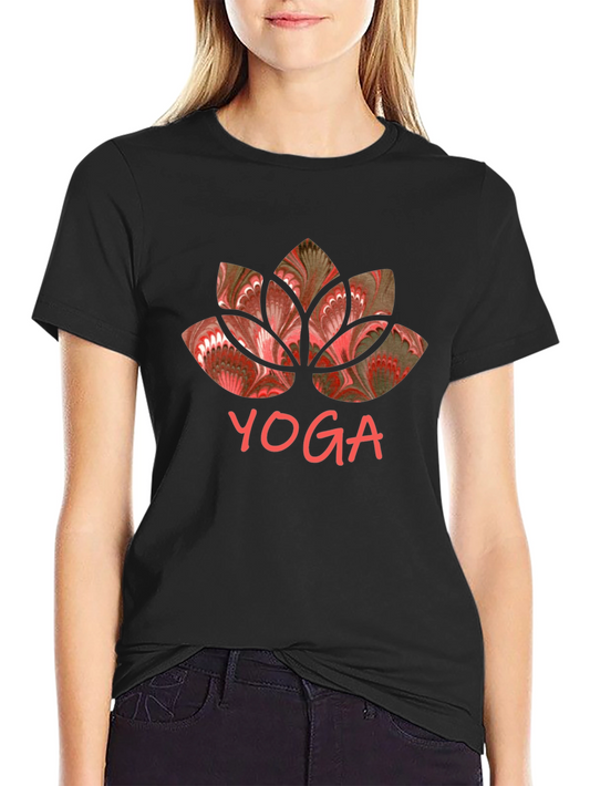 Yoga Lotus Graphic Tee - Black Cotton Shirt
