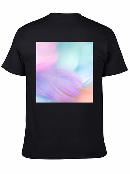 Abstract Feather Graphic Black Tee