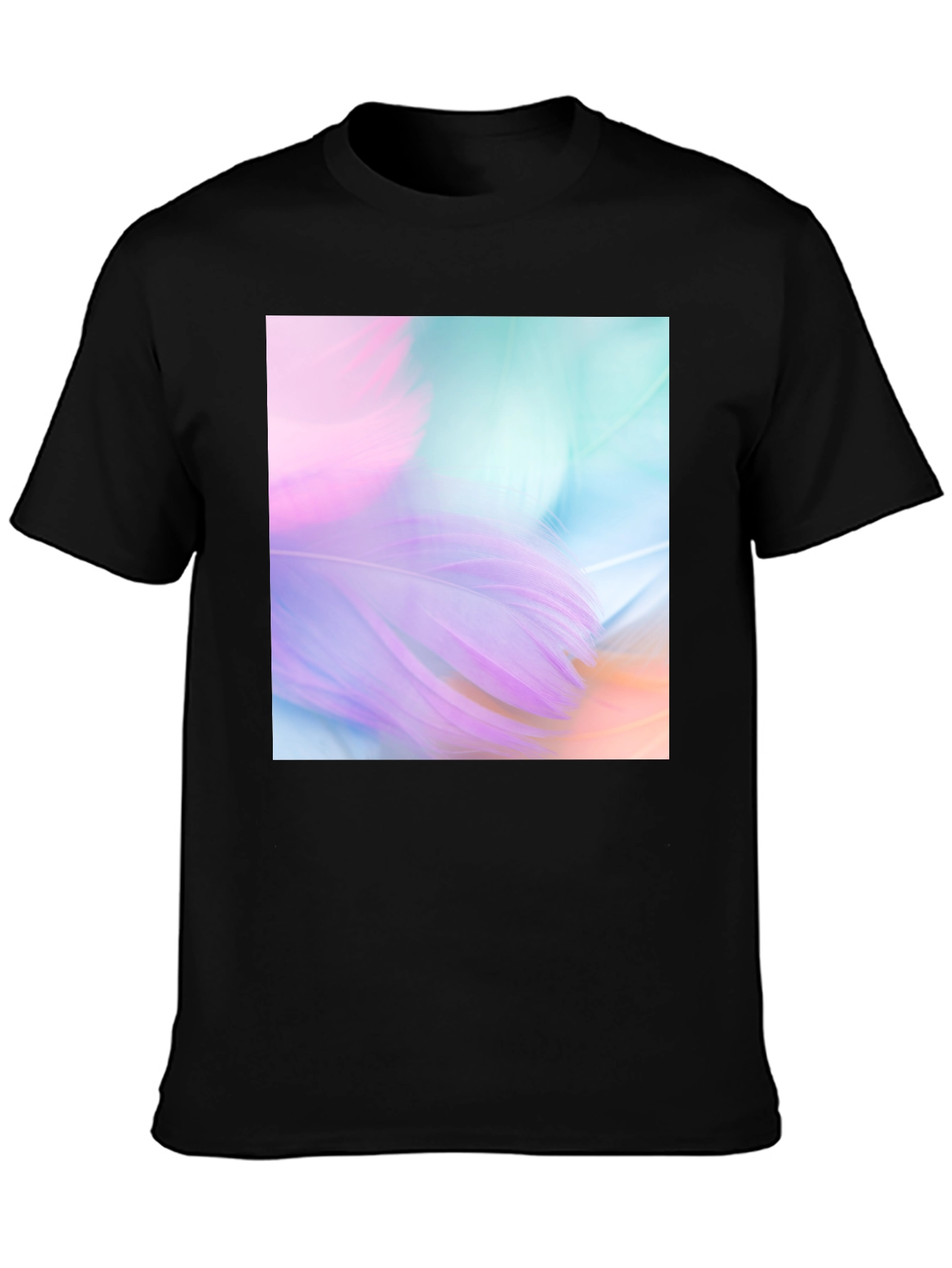 Abstract Feather Graphic Black Tee