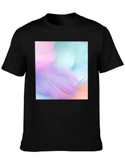 Abstract Feather Graphic Black Tee