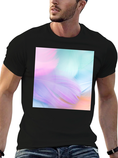 Abstract Feather Graphic Black Tee