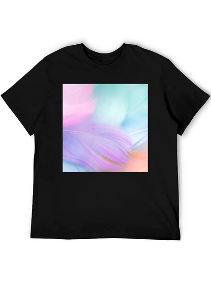Abstract Feather Graphic Black Tee