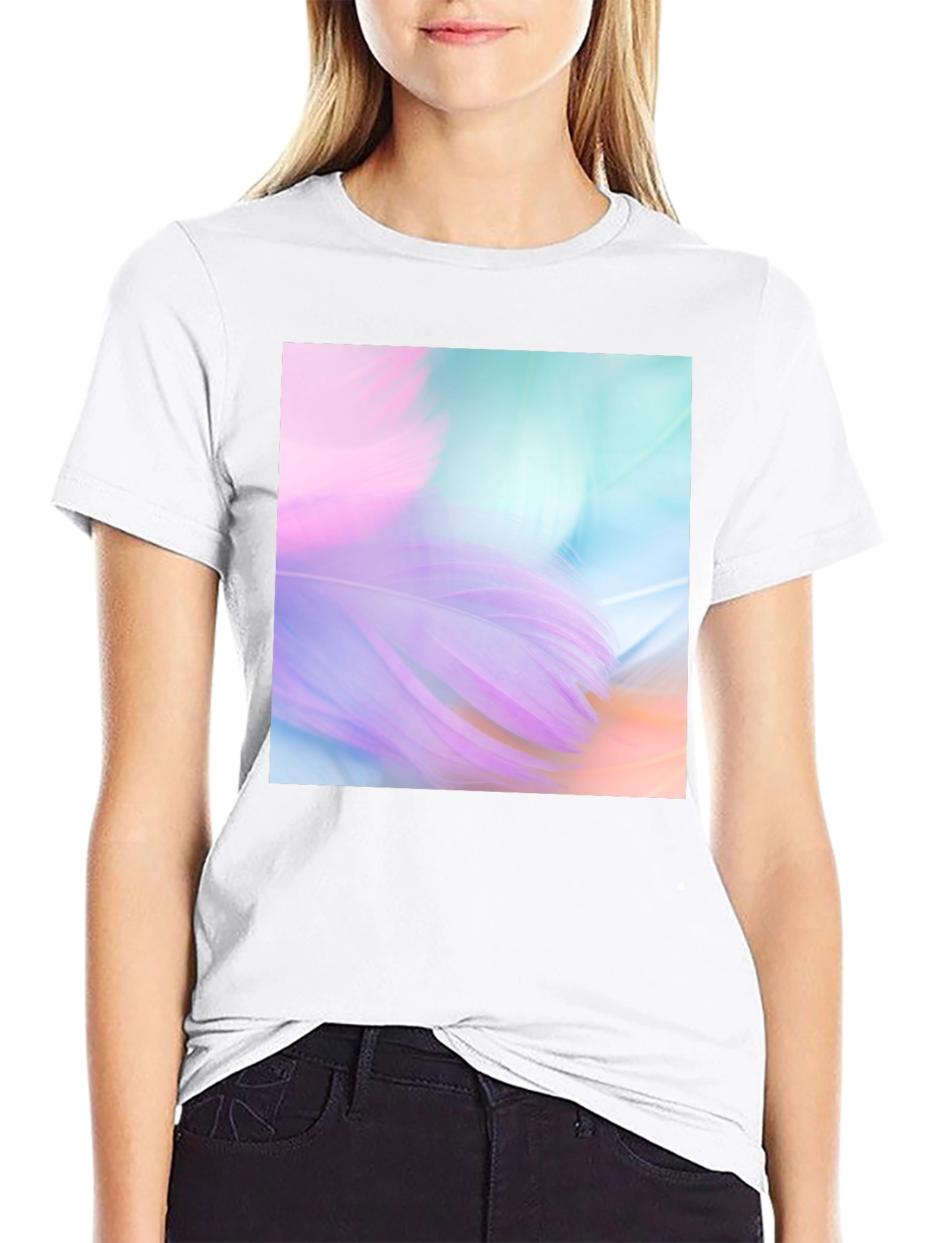 Abstract Feather Graphic Black Tee