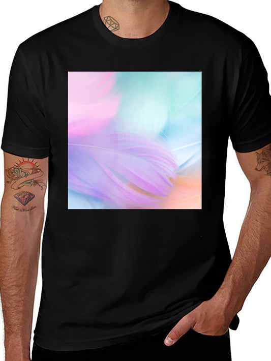 Abstract Feather Graphic Black Tee