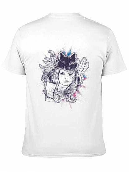 Wolf Spirit Graphic Tee - Black Cotton T-Shirt