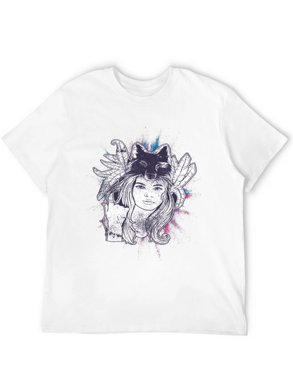 Wolf Spirit Graphic Tee - Black Cotton T-Shirt