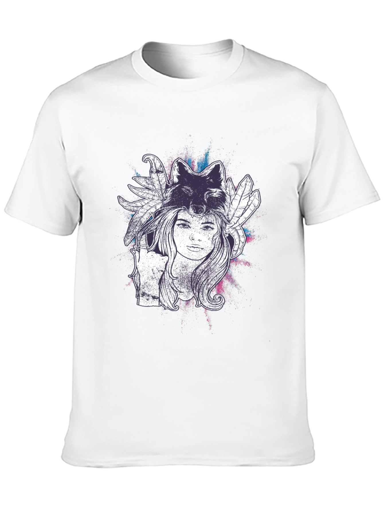 Wolf Spirit Graphic Tee - Black Cotton T-Shirt