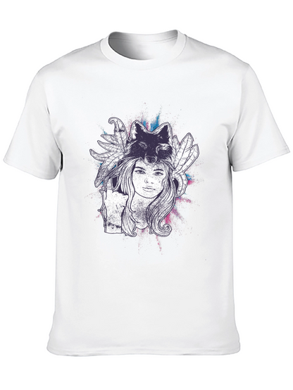 Wolf Spirit Graphic Tee - Black Cotton T-Shirt