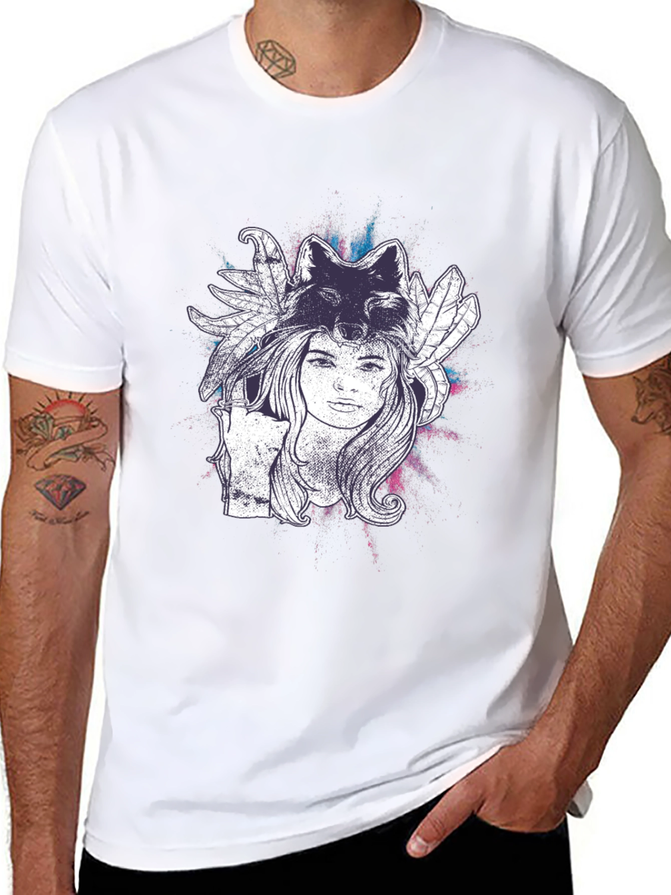 Wolf Spirit Graphic Tee - Black Cotton T-Shirt