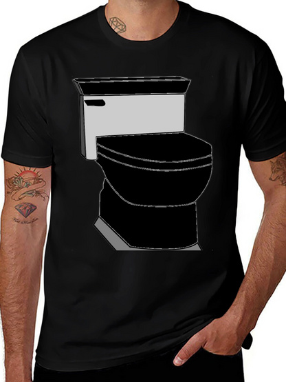 Toilet Graphic Tee - Black Cotton T-Shirt